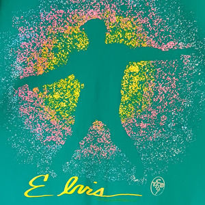 Vintage Teal Colorful ELVIS Silhouette TCB Logo SINGLE-STITCH T-Shirt Men's XL